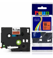PUUN®Brother P-Touch TZE-B41 18MM x 8m Fosforlu Turuncu Orange Üzerine Siyah Muadil Laminasyon Etiket Şeridi (Çok Renkli)
