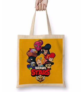 Brawl Stars Yıldızları 03 Bez Çanta Uzun Saplı