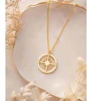 Kişiye Özel 925 Ayar Gümüş Tasarım Kutup Yıldızı Çoklu İsim Kolye (Gold)