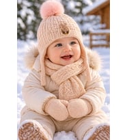 KİTTİ 26150-01 0-18 AY KIZ BEBEK ATKI BERE ELDİVEN SET
