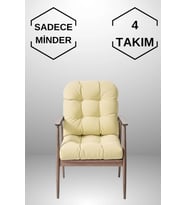 Sandalye Minderi 45x45 CM Oturma Ve Sırt 4 TAKIM BEJ RENK