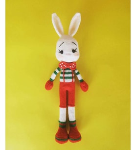Noel Tavşanı Amigurumi Organik Oyuncak