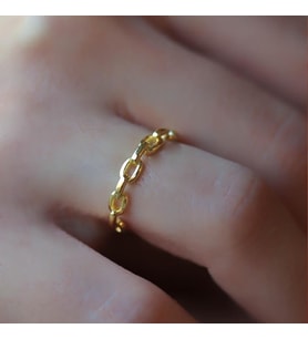 Gold Kaplama 925 Ayar Gümüş Zincir Modeli Yüzük