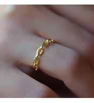 Gold Kaplama 925 Ayar Gümüş Zincir Modeli Yüzük