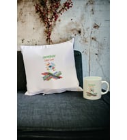 Grafiker Kupa Bardak ve Yastık Set 002 (Beyaz)