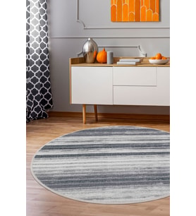 Dijidekor Halı Gri 9026 Cool Yıkanabilir Yuvarlak Kesme İnce Yolluk Kilim Salon Halısı Modelleri