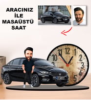 KİŞİYE ÖZEL TASARIMLI ERKEK KARİKATÜR KENDİ ARACINIZ İLE MASAÜSTÜ SAAT M2