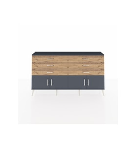 Arges Konsol 2 Raflı 6 Çekmeceli 4 Kapaklı 176x30x99 Antrasit-Antrasit/Çam