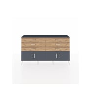 Arges Konsol 2 Raflı 6 Çekmeceli 4 Kapaklı 176x30x99 Antrasit-Antrasit/Çam