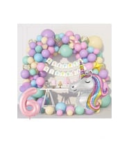 Kız Çocuklar Için 6 Yaş Unicorn Lüks Doğum Günü Parti Seti Süsü