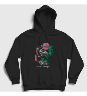 Presmono Unisex Siyah Flamingo Paradise Kapüşonlu Sweatshirt 289727tt