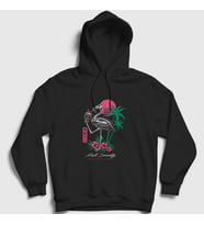 Presmono Unisex Siyah Flamingo Paradise Kapüşonlu Sweatshirt 289727tt