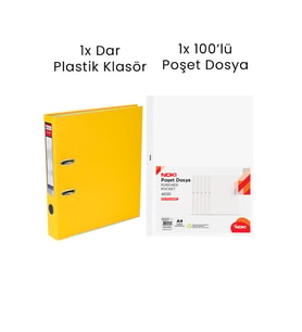 1 Adet Tigra Dar Klasör 1 Adet Noki 100'lü Poşet Dosya Ofis Seti