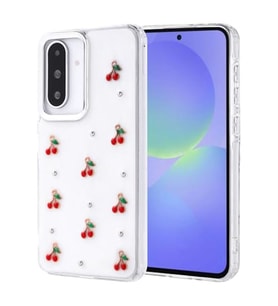 Coverzone Samsung Galaxy A56 ile uyumlu K?l?f Airbag K�?eli 2mm Kamera �?k?nt? Korumal? Simli ?effaf Bask?l? Z-Kutup Kapak Kiraz