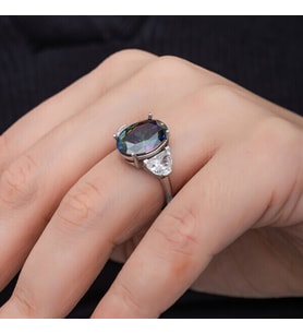 Mistik  Taşlı Zirkon Taş  925 Ayar Gümüş Kadın Yüzük