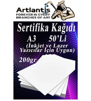 A3 Sertifika Kağıdı Kalın 50 Adet Gramajlı Fotokopi Kağıdı 200 gr Tüm Yazıcılara Uyumlu 29.7x42 cm Kalın Baskı Kağıdı (Beyaz)