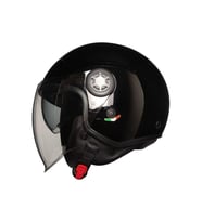 Motosiklet Yarım Kask Camlı Ce Onaylı Güneş Vizörlü Motor Kaskı Black
