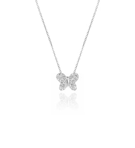 Söğütlü Silver Gümüş  taşlı kelebek kolye (Gümüş)