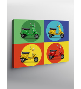 Kanvas Tablo Renkli Motosiklet Çizimleri