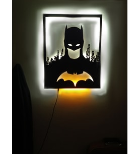 Mony Tasarım Led Işıklı Dekoratif BAT MAN Tablo Duvar Süsü