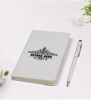 BK Gift Kişiye Özel İsimli 9x14cm Beyaz Defter ve Kalem Hediye Seti - Model 32
