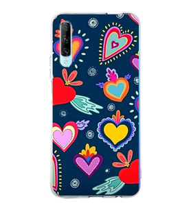 PrintiFy Huawei P Smart Pro ile Uyumlu 1mm Slim Fit Retro Renkler 3 Baskılı Şeffaf  Kılıf