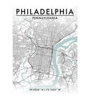 Philadelphia Şehir Haritası Tablo Ahşap Poster Dekoratif