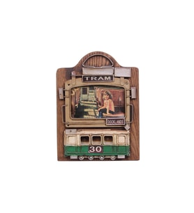 Dekoratif Metal Çerçeve Tramvay Dekorlu Vintage Hediyelik