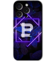 İphone 15 Pro Max Kılıf HD Desen Baskılı Kılıf - Dark Neon Yaprak B Harfi