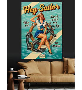 Hey Kızlar Retro Pin-Up Dekoratif Kanvas - Mdf Ahşap Tablo