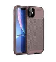 Apple iPhone 12 Mini Uyumlu Karbon Desenli Negro Silikon Kılıf (Kahverengi)
