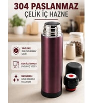 Paslanmaz Çelik Seyahat Termosu Tek Tuşlu Vakumlu Kahve Ve Çay Termosu