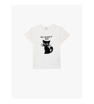 Koton Kedi Baskılı Pullu Payetli Ekru Kız Çocuk T-Shirt 6SKG10113AK
