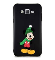 Samsung Galaxy J7 Soft Premier Kapak Mickey Mouse-G Tasarımlı Silikon Kılıf - Siyah (Şeffaf)