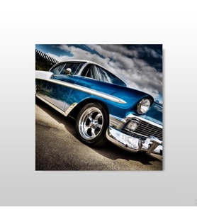 Klasik Mavi Araba Kanvas Tablo 110x110cm (Karışık)