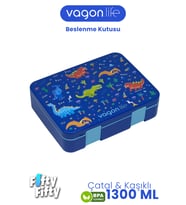1300 ML Tek Kat Sızdırmaz,Karışmaz 4 Bölmeli Çocuk Beslenme Kutusu -FFB091-1300 (Mavi)