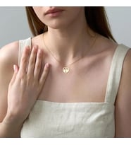 Kişiye Özel 925 Ayar Gümüş Romantik Kuş Kalp Model Kolye (Gold)