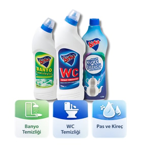 Birka 3’lü Temizlik Seti  WC Tuvalet 750 ml + Banyo Temizleyici 750 ml + Pas ve Kireç Çözücü 1 L