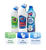 Birka 3’lü Temizlik Seti  WC Tuvalet 750 ml + Banyo Temizleyici 750 ml + Pas ve Kireç Çözücü 1 L