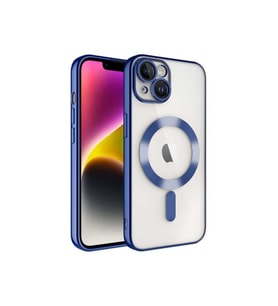 Apple iPhone 14 Plus Uyumlu Kılıf Kamera Korumalı M-safe Wireless Şarj Özellikli Zore Demre Kapak (Açık Mavi)