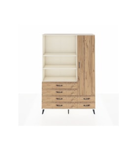 Arges Gardrop 7 Raflı 6 Çekmeceli Tek Kapaklı  132x30x195 Aytaşı-Çam