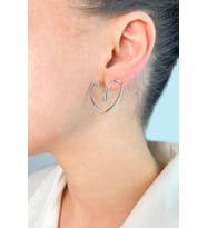 Asimetrik Kalp Küpe - Gümüş