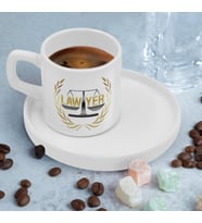BK Gift Kişiye Özel Sunum Tabaklı Avukat Tasarımlı Kahve Fincanı-1, Sevgiliye Hediye, Arkadaşa Hediye, Avukata Hediye