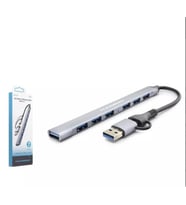 Hadron Hdx7857 Usb + Type-C Hub 7In1 1-Usb3.0 6-Usb2.0 Gri
