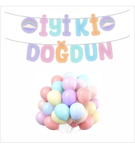 MAKARON BALON+BANNER SETİ