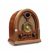 Ahşap Tasarım Nostalji Radyo,Bluetooth Özellikli Eskitme Nostaljik Radyo (Koyu Bej - Kahverengi)