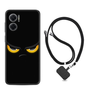 Xiaomi Redmi Note 11E Kılıf Silikon Boyun Askılı İpli Desenli Silikon Black Eyes 1644