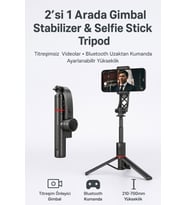 Ayarlanabilir 700mm Gimbal Selfie Stick Tripod, Katlanabilir, Titreşim Önleyici