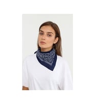 Lacivert Beyaz Paisley Desenli Bandana