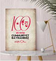 BK Gift 29 Ekim Tasarımlı Kanvas Tablo-7, 30x50cm 29 Ekim Hediyesi,Ev Dekorasyonu, 100.Yıl Hediyesi